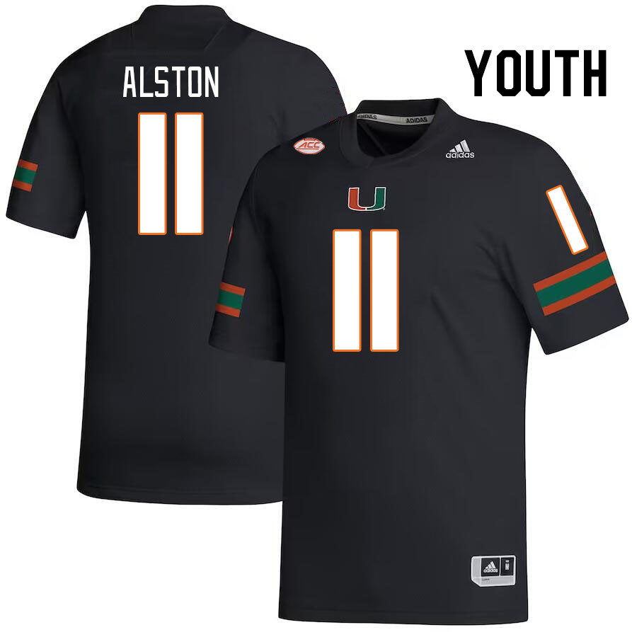 Youth #11 Elijah Alston Miami Hurricanes College Football Jerseys Stitched-Black